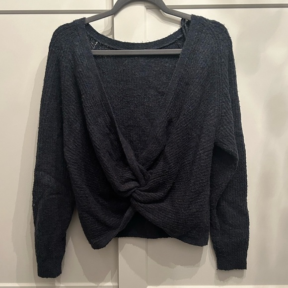 Simons Icone Tie V-Back Sweater in Marine Blue - Picture 3 of 4
